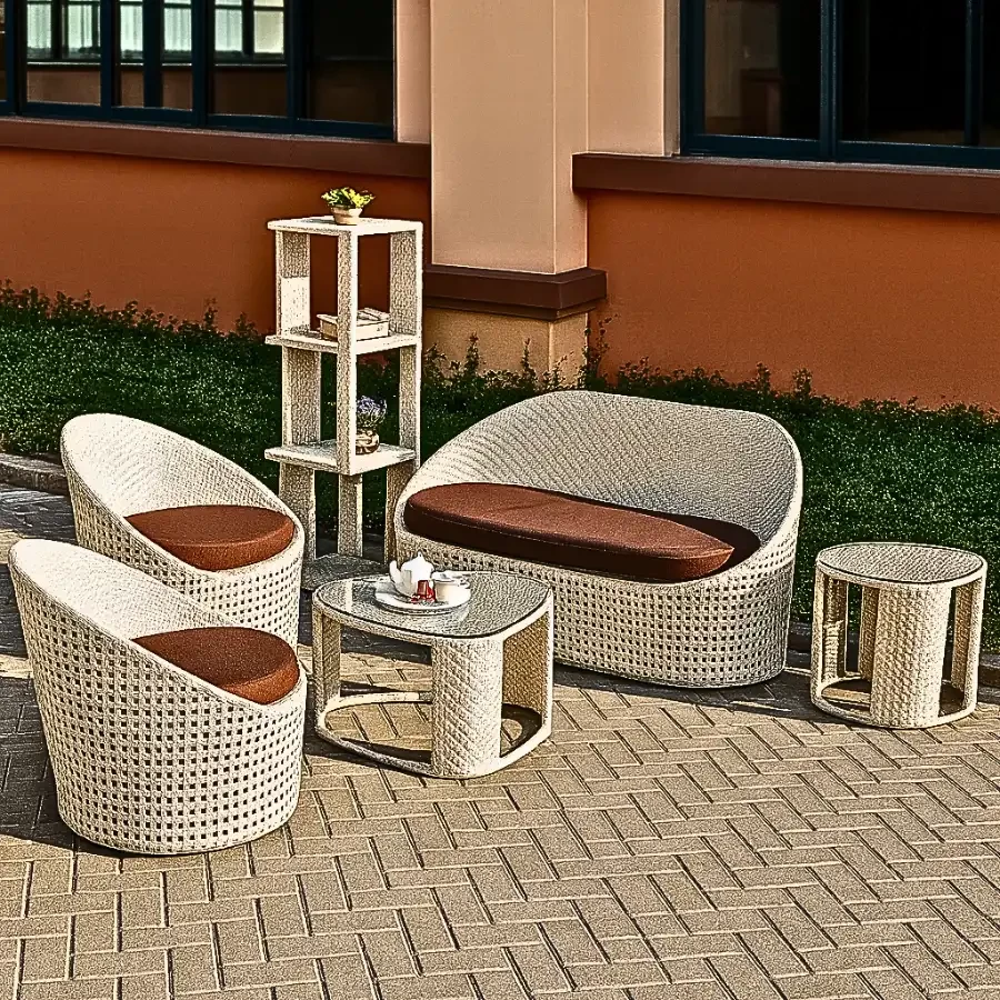 Imperium “Ivory Nest” Contemporary Rattan Sofa Set