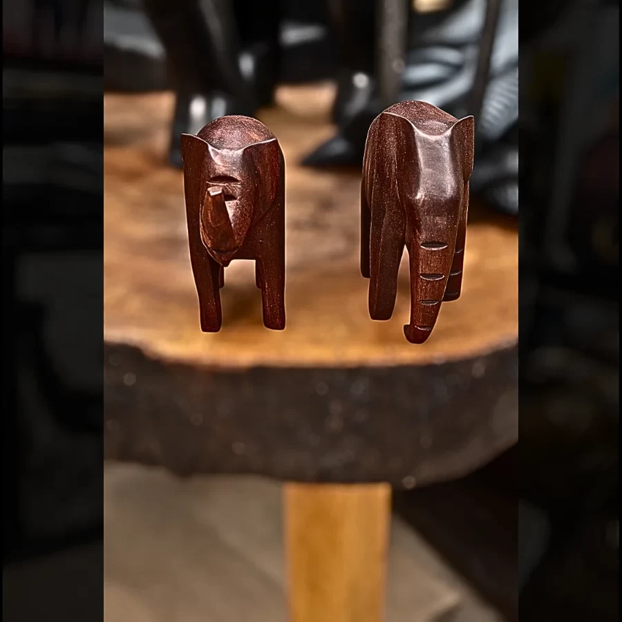 Imperium “Twin Guardians” – Handcrafted Wooden Elephant Sculptures