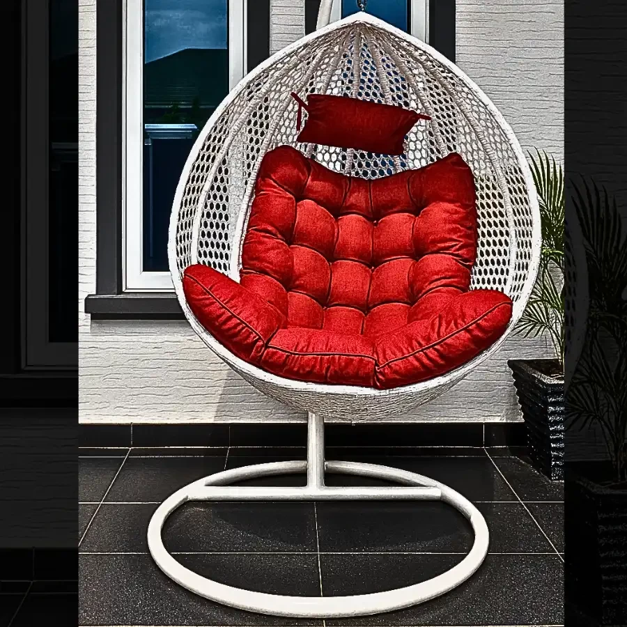 Imperium “Crimson Nest” Hanging Rattan Egg Chair
