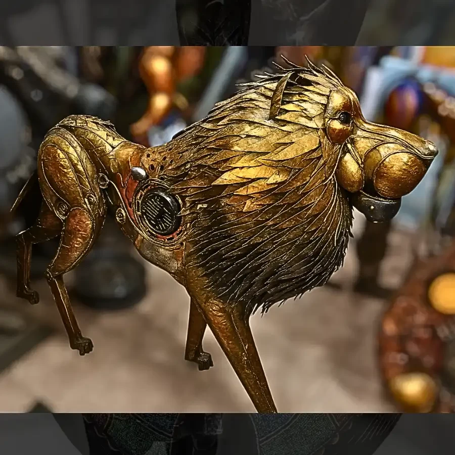 Majestic Flame – Handcrafted Golden Lion Sculpture by Imperium