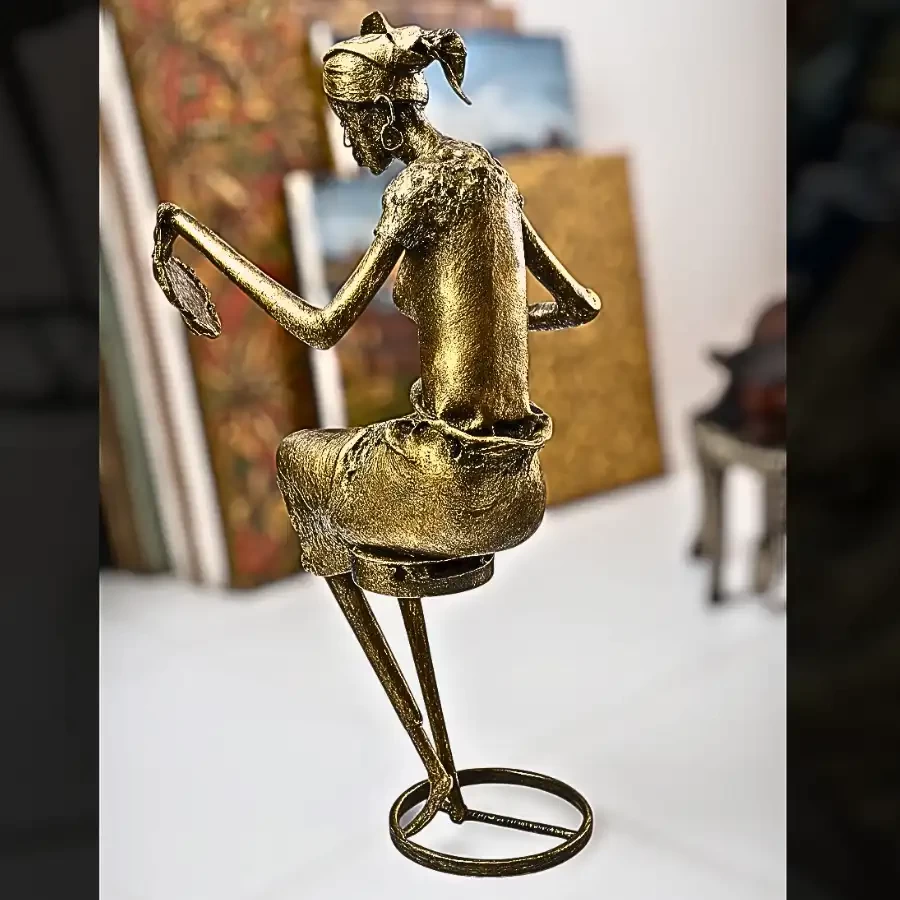 Golden Poise – Handcrafted Seated Female Figurine by Imperium