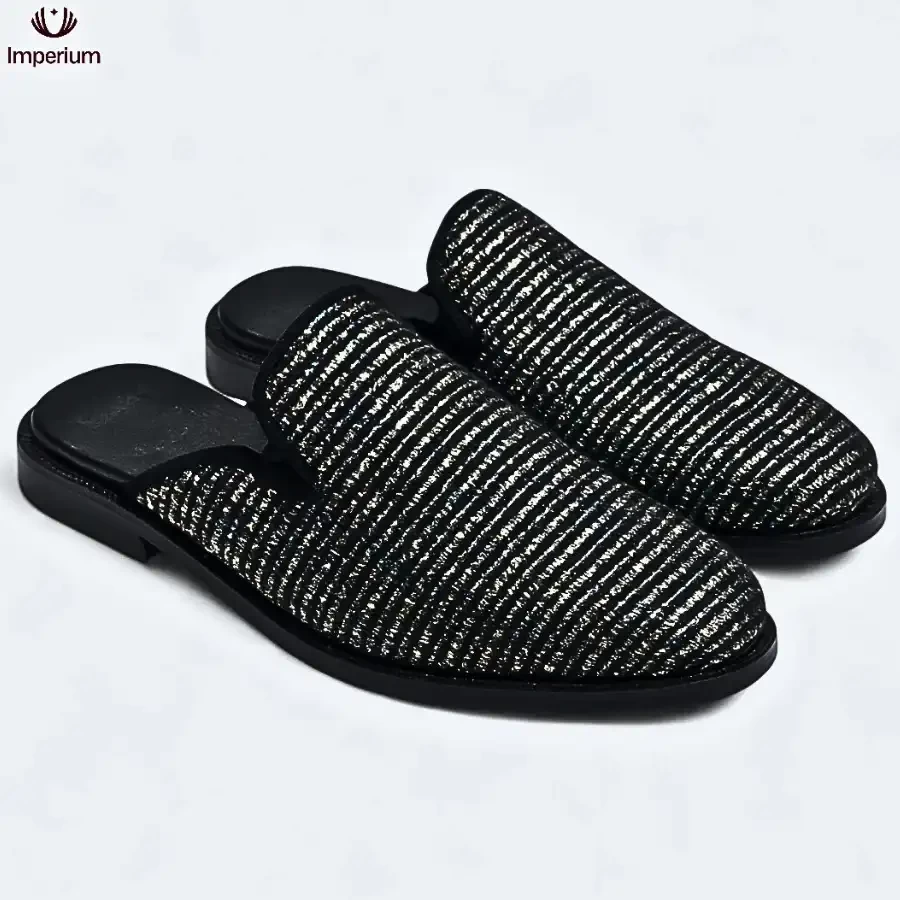 Ebon Mirage – Black Iridescent Slip Mules by Imperium