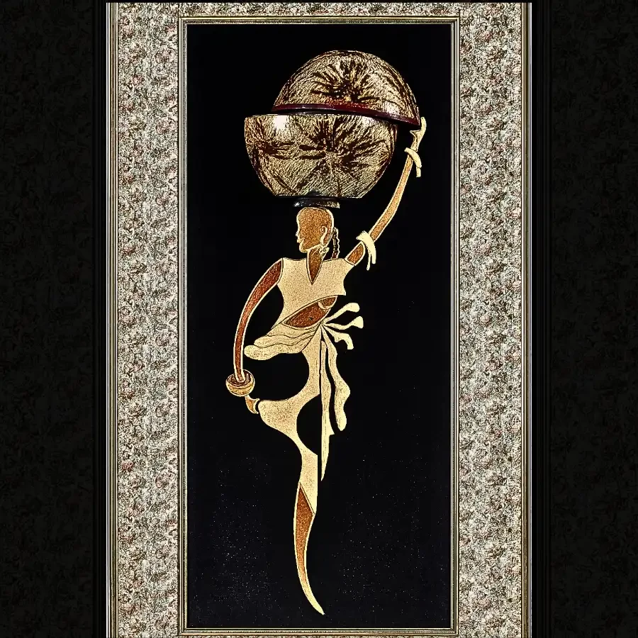 Imperium “Bearer of Tradition” – African Woman with Golden Calabash Wall Art