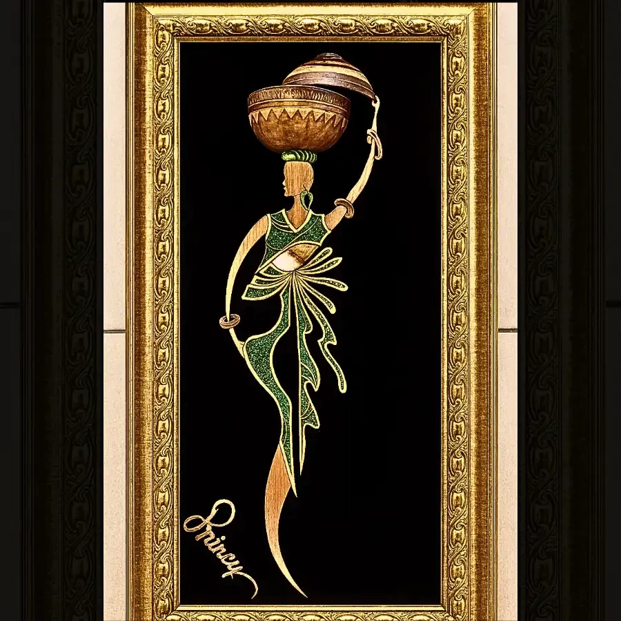Imperium “Grace in Motion” – African Woman with Calabash Wall Art