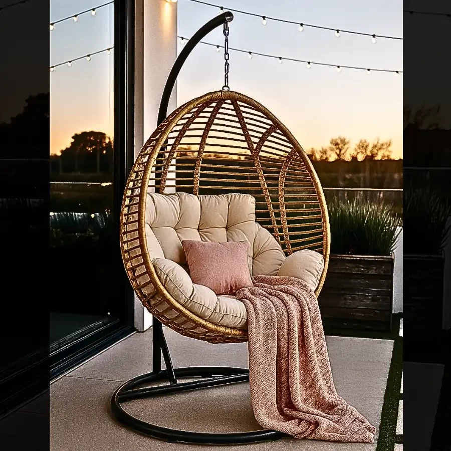 Imperium “Sunset Haven” Rattan Hanging Egg Chair