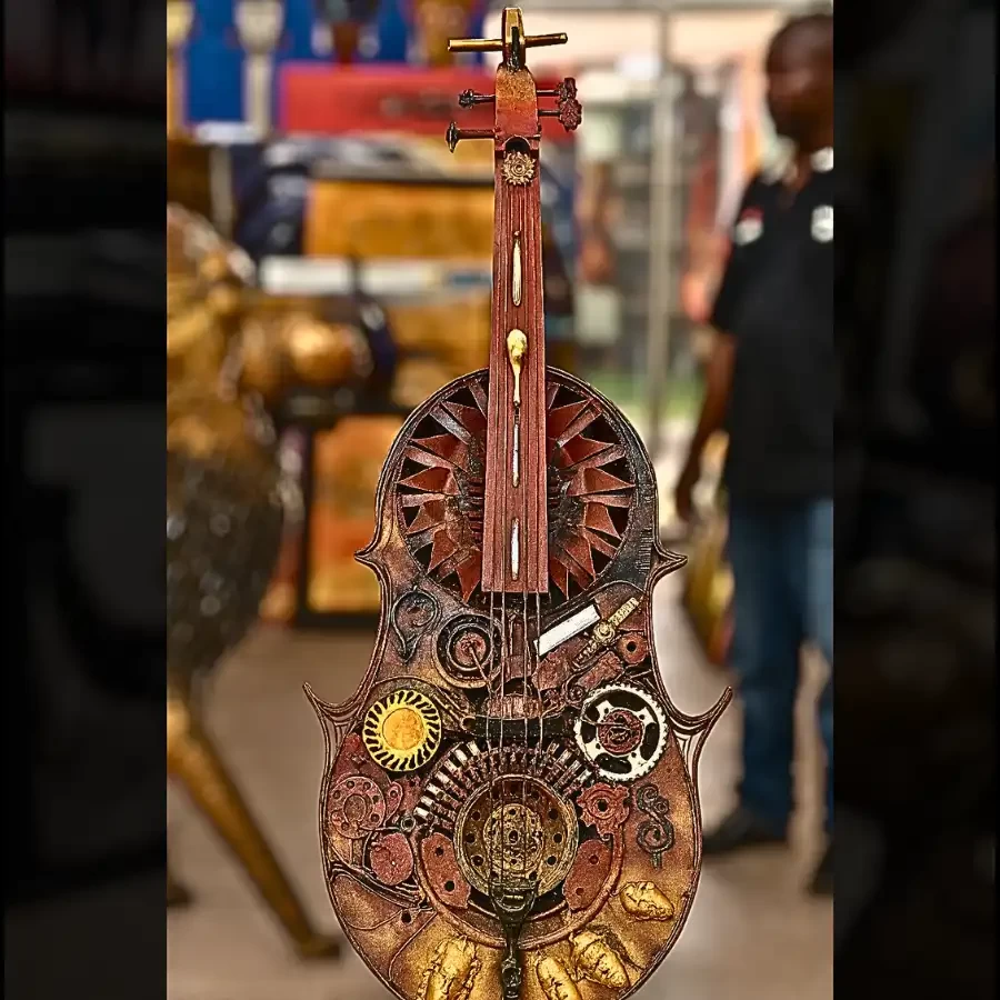 Symphony of Time by Imperium– Bronze Steampunk Violin-Inspired Sculpture